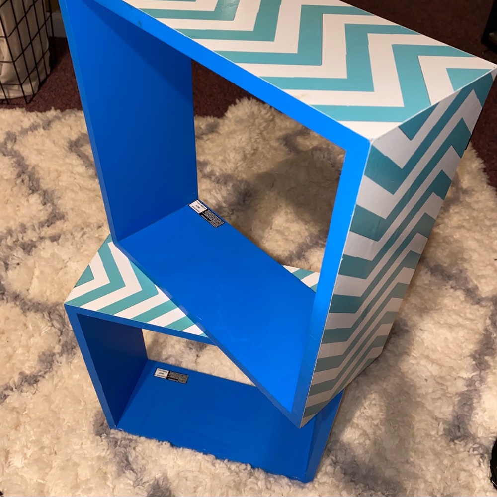 Blue/Teal Chevron Cube Wall Shelving